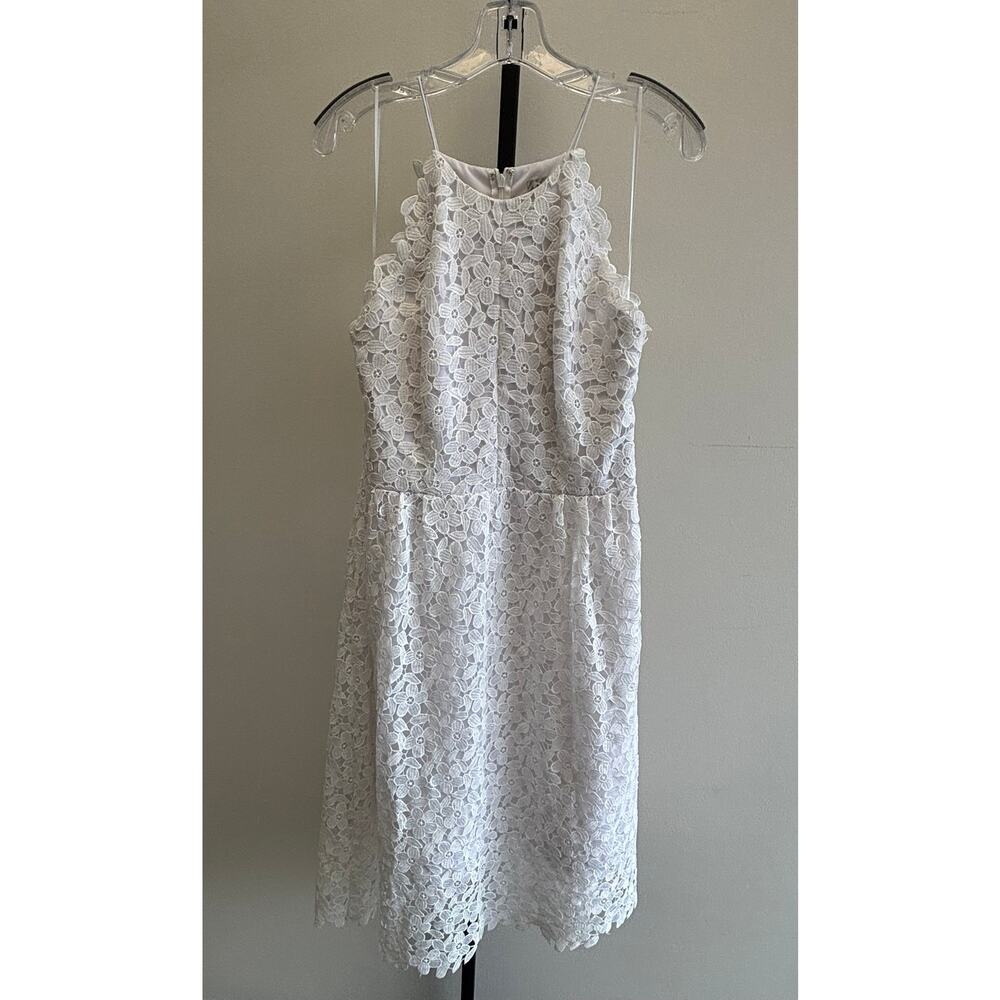 Hitherto White Floral Lace Sleeveless Dress Size 10 #58582